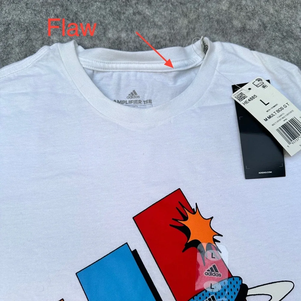 Adidas Mens Amplifier Tee White Multi Color Graphic Logo T-Shirt HE4885 L